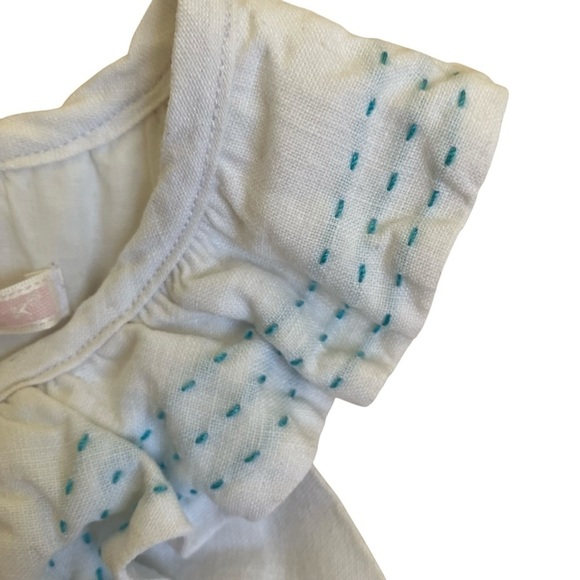 Janie And Jack 100% Linen Pickstitched Ruffled Dress White Party Summer 6-12 mo - Picture 4 of 15